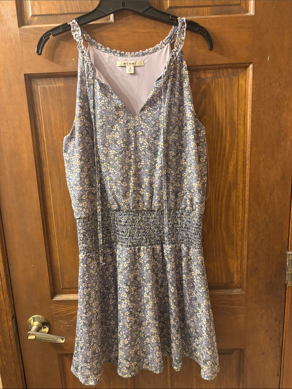 miami Lavender and Yellow Floral Smocked Mini Dress